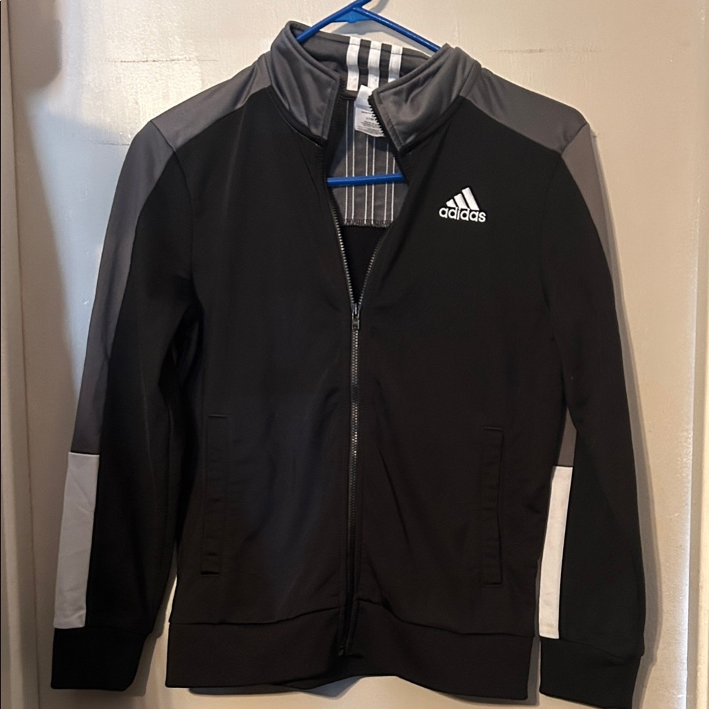 Adidas Boys Black and White Track Jacket